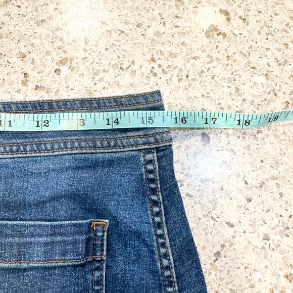 Madewell Stretch Denim A-Line Mini Skirt Dark Wash Patch Pockets Women's Size 8 - Picture 8 of 10